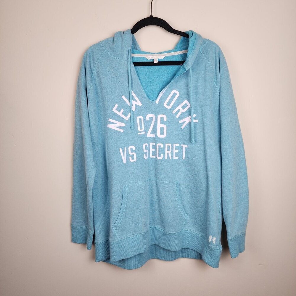 Victoria's Secret lightweight hoodie teal blue XL women long sleeve pocket